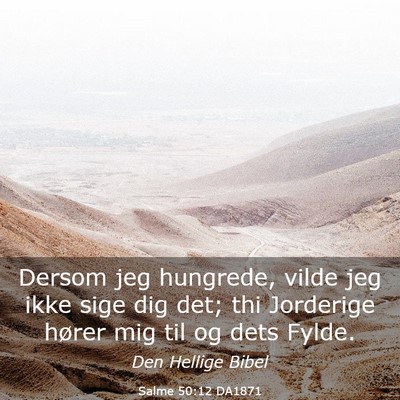 Picture 03 - Salme 50:12 DA1871 - Dersom jeg hungrede, vilde jeg ikke sige dig det; - Bible Verse Picture