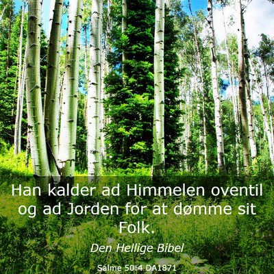 Picture 03 - Salme 50:4 DA1871 - Han kalder ad Himmelen oventil og ad Jorden for - Bible Verse Picture