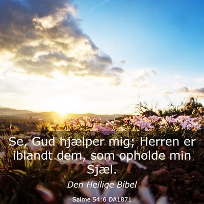 Picture 03 - Salme 54:6 DA1871 - Se, Gud hjælper mig; Herren er iblandt dem, som - Bible Verse Picture