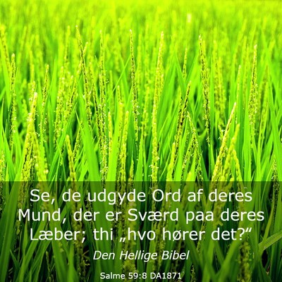 Picture 03 - Salme 59:8 DA1871 - Se, de udgyde Ord af deres Mund, der er Sværd - Bible Verse Picture
