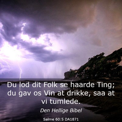Picture 03 - Salme 60:5 DA1871 - Du lod dit Folk se haarde Ting; du gav os Vin at - Bible Verse Picture