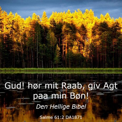 Picture 03 - Salme 61:2 DA1871 - Gud! hør mit Raab, giv Agt paa min - Bible Verse Picture
