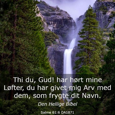 Picture 03 - Salme 61:6 DA1871 - Thi du, Gud! har hørt mine Løfter, du har givet - Bible Verse Picture