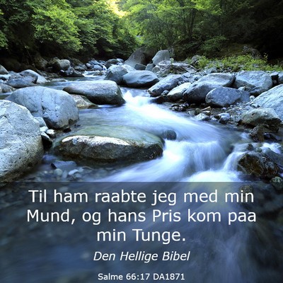 Picture 03 - Salme 66:17 DA1871 - Til ham raabte jeg med min Mund, og hans Pris kom - Bible Verse Picture