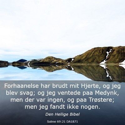 Picture 03 - Salme 69:21 DA1871 - Forhaanelse har brudt mit Hjerte, og jeg blev - Bible Verse Picture