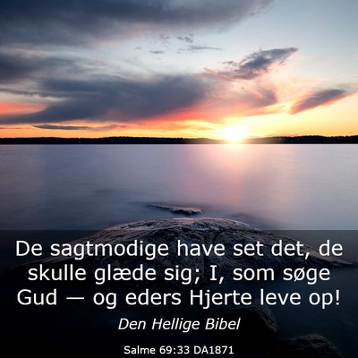 Picture 03 - Salme 69:33 DA1871 - De sagtmodige have set det, de skulle glæde sig; - Bible Verse Picture