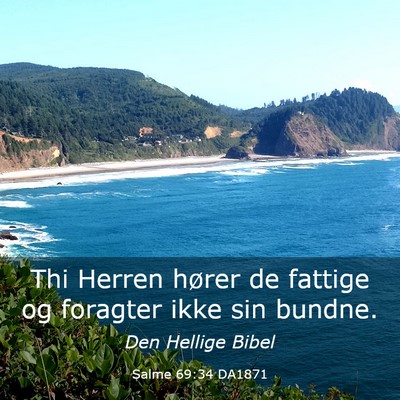 Picture 03 - Salme 69:34 DA1871 - Thi Herren hører de fattige og foragter ikke sin - Bible Verse Picture