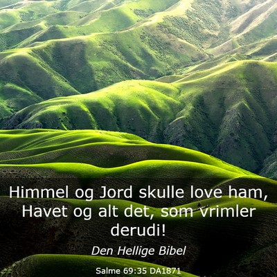 Picture 03 - Salme 69:35 DA1871 - Himmel og Jord skulle love ham, Havet og alt det, - Bible Verse Picture