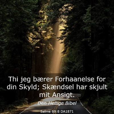 Picture 03 - Salme 69:8 DA1871 - Thi jeg bærer Forhaanelse for din Skyld; - Bible Verse Picture