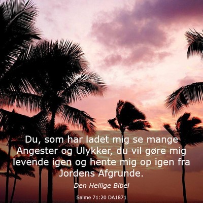 Picture 03 - Salme 71:20 DA1871 - Du, som har ladet mig se mange Angester og - Bible Verse Picture