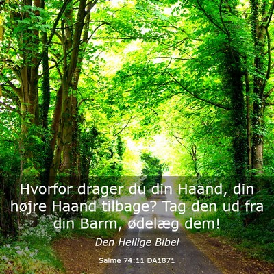 Picture 03 - Salme 74:11 DA1871 - Hvorfor drager du din Haand, din højre Haand - Bible Verse Picture
