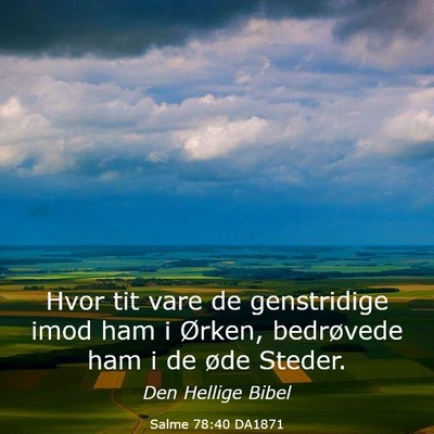 Picture 03 - Salme 78:40 DA1871 - Hvor tit vare de genstridige imod ham i Ørken, - Bible Verse Picture