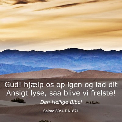 Picture 03 - Salme 80:4 DA1871 - Gud! hjælp os op igen og lad dit Ansigt lyse, - Bible Verse Picture