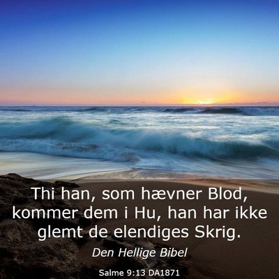 Picture 03 - Salme 9:13 DA1871 - Thi han, som hævner Blod, kommer dem i Hu, han - Bible Verse Picture