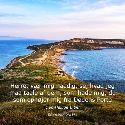 Picture 03 - Salme 9:14 DA1871 - Herre, vær mig naadig, se, hvad jeg maa taale af - Bible Verse Picture