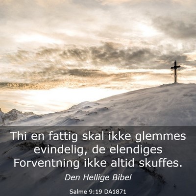 Picture 03 - Salme 9:19 DA1871 - Thi en fattig skal ikke glemmes evindelig, de - Bible Verse Picture
