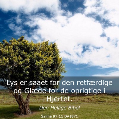 Picture 03 - Salme 97:11 DA1871 - Lys er saaet for den retfærdige og Glæde for de - Bible Verse Picture