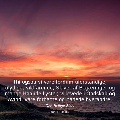 Picture 03 - Titus 3:3 DA1871 - Thi ogsaa vi vare fordum uforstandige, ulydige, - Bible Verse Picture