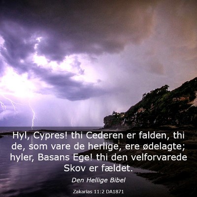 Picture 03 - Zakarias 11:2 DA1871 - Hyl, Cypres! thi Cederen er falden, thi de, som - Bible Verse Picture