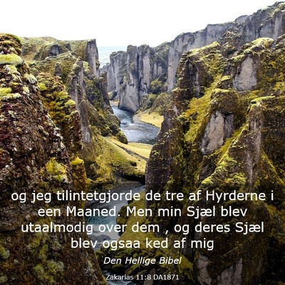 Picture 03 - Zakarias 11:8 DA1871 - og jeg tilintetgjorde de tre af Hyrderne i een - Bible Verse Picture