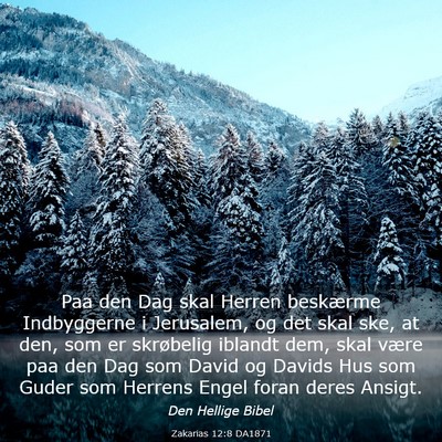 Picture 03 - Zakarias 12:8 DA1871 - Paa den Dag skal Herren beskærme Indbyggerne i - Bible Verse Picture