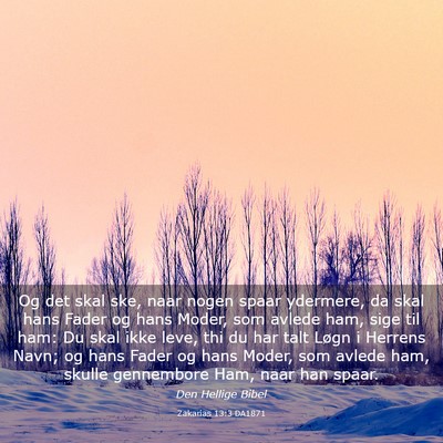 Picture 03 - Zakarias 13:3 DA1871 - Og det skal ske, naar nogen spaar ydermere, da - Bible Verse Picture