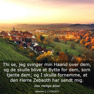 Picture 03 - Zakarias 2:13 DA1871 - Thi se, jeg svinger min Haand over dem, og de - Bible Verse Picture