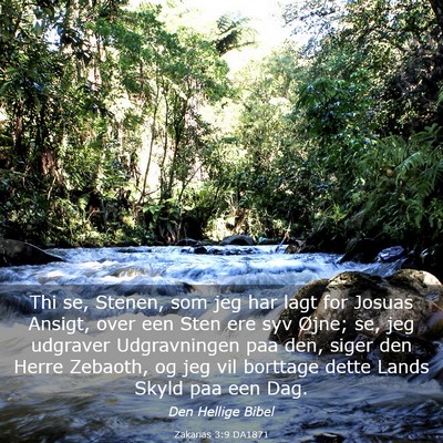 Picture 03 - Zakarias 3:9 DA1871 - Thi se, Stenen, som jeg har lagt for Josuas - Bible Verse Picture