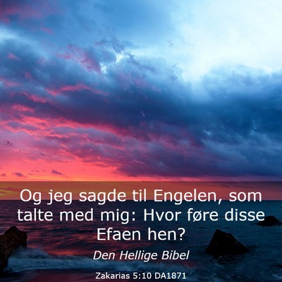 Picture 03 - Zakarias 5:10 DA1871 - Og jeg sagde til Engelen, som talte med mig: Hvor - Bible Verse Picture