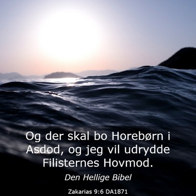 Picture 03 - Zakarias 9:6 DA1871 - Og der skal bo Horebørn i Asdod, og jeg vil - Bible Verse Picture