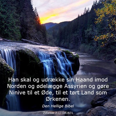 Picture 03 - Zefanias 2:13 DA1871 - Han skal og udrække sin Haand imod Norden og - Bible Verse Picture