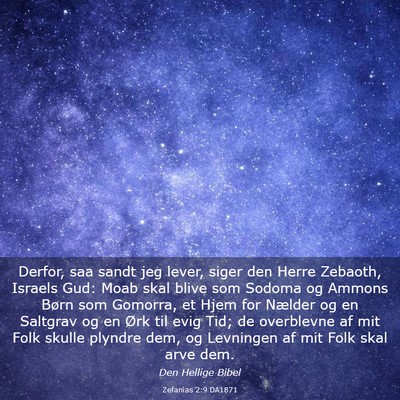 Picture 03 - Zefanias 2:9 DA1871 - Derfor, saa sandt jeg lever, siger den Herre - Bible Verse Picture