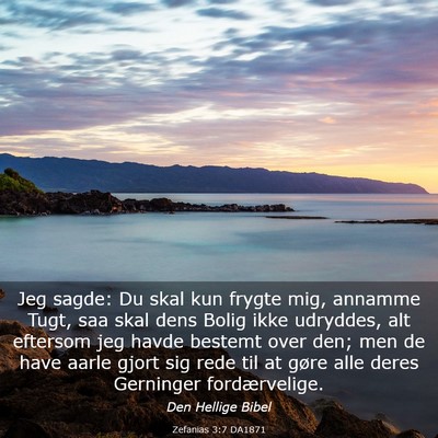 Picture 03 - Zefanias 3:7 DA1871 - Jeg sagde: Du skal kun frygte mig, annamme Tugt, - Bible Verse Picture