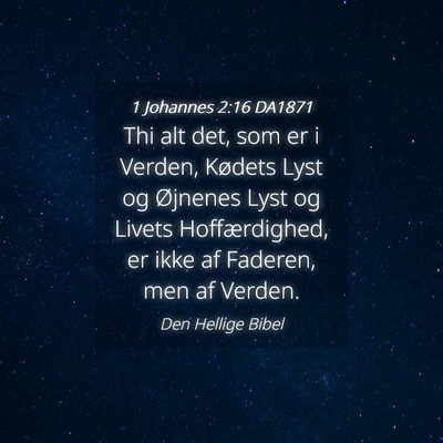 Picture 04 - 1 Johannes 2:16 DA1871 - Thi alt det, som er i Verden, Kødets Lyst og - Bible Verse Picture