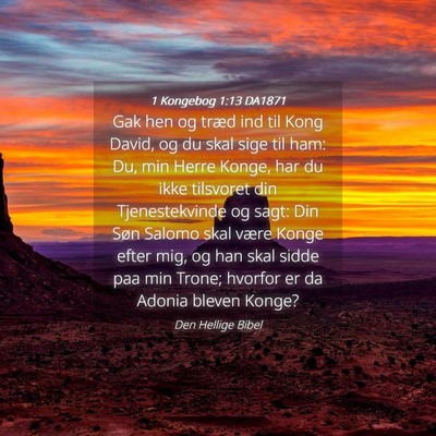 Picture 04 - 1 Kongebog 1:13 DA1871 - Gak hen og træd ind til Kong David, og du skal - Bible Verse Picture