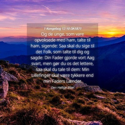 Picture 04 - 1 Kongebog 12:10 DA1871 - Og de unge, som vare opvoksede med ham, talte til - Bible Verse Picture