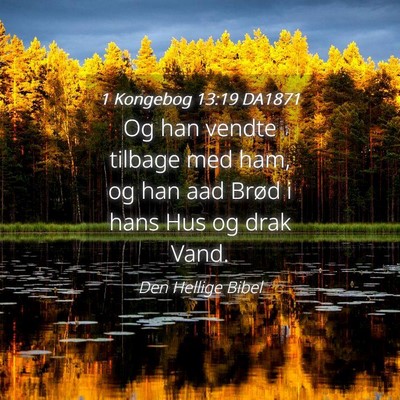 Picture 04 - 1 Kongebog 13:19 DA1871 - Og han vendte tilbage med ham, og han aad Brød i - Bible Verse Picture
