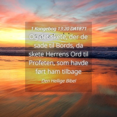 Picture 04 - 1 Kongebog 13:20 DA1871 - Og det skete, der de sade til Bords, da skete - Bible Verse Picture