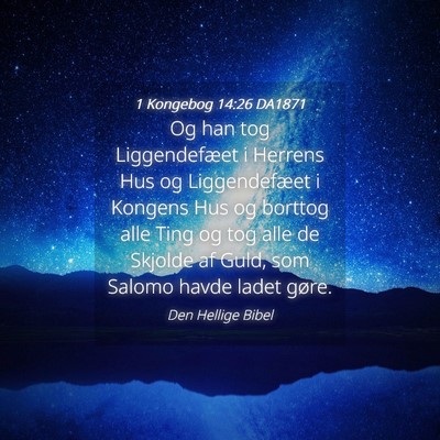 Picture 04 - 1 Kongebog 14:26 DA1871 - Og han tog Liggendefæet i Herrens Hus og - Bible Verse Picture