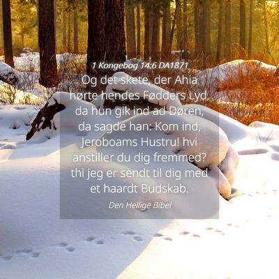 Picture 04 - 1 Kongebog 14:6 DA1871 - Og det skete, der Ahia hørte hendes Fødders - Bible Verse Picture