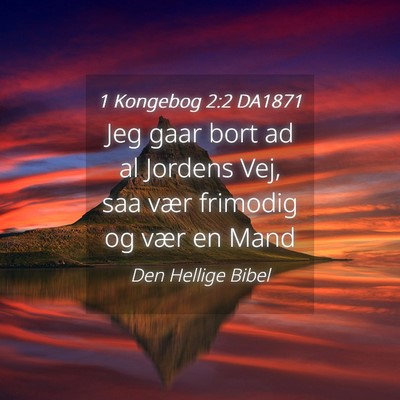Picture 04 - 1 Kongebog 2:2 DA1871 - Jeg gaar bort ad al Jordens Vej, saa vær - Bible Verse Picture
