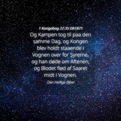 Picture 04 - 1 Kongebog 22:35 DA1871 - Og Kampen tog til paa den samme Dag, og Kongen - Bible Verse Picture