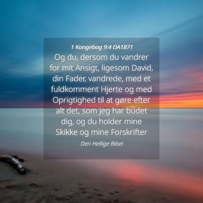 Picture 04 - 1 Kongebog 9:4 DA1871 - Og du, dersom du vandrer for mit Ansigt, ligesom - Bible Verse Picture
