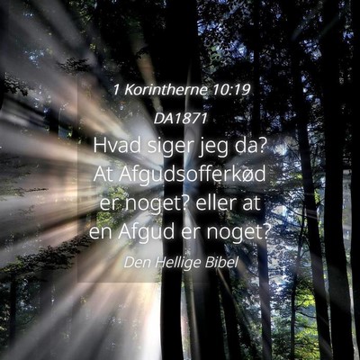 Picture 04 - 1 Korintherne 10:19 DA1871 - Hvad siger jeg da? At Afgudsofferkød er noget? - Bible Verse Picture