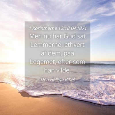 Picture 04 - 1 Korintherne 12:18 DA1871 - Men nu har Gud sat Lemmerne, ethvert af dem, paa - Bible Verse Picture