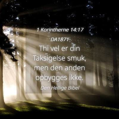 Picture 04 - 1 Korintherne 14:17 DA1871 - Thi vel er din Taksigelse smuk, men den anden - Bible Verse Picture