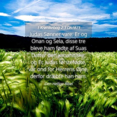 Picture 04 - 1 Krønikebog 2:3 DA1871 - Judas Sønner vare: Er og Onan og Sela, disse tre - Bible Verse Picture