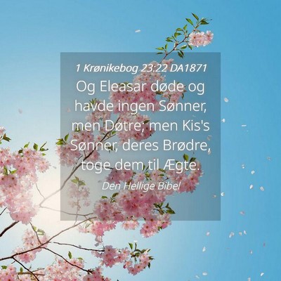 Picture 04 - 1 Krønikebog 23:22 DA1871 - Og Eleasar døde og havde ingen Sønner, men - Bible Verse Picture