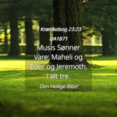 Picture 04 - 1 Krønikebog 23:23 DA1871 - Musis Sønner vare: Maheli og Eder og Jeremoth, i - Bible Verse Picture