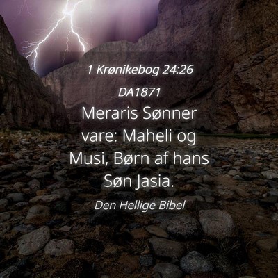 Picture 04 - 1 Krønikebog 24:26 DA1871 - Meraris Sønner vare: Maheli og Musi, Børn af - Bible Verse Picture